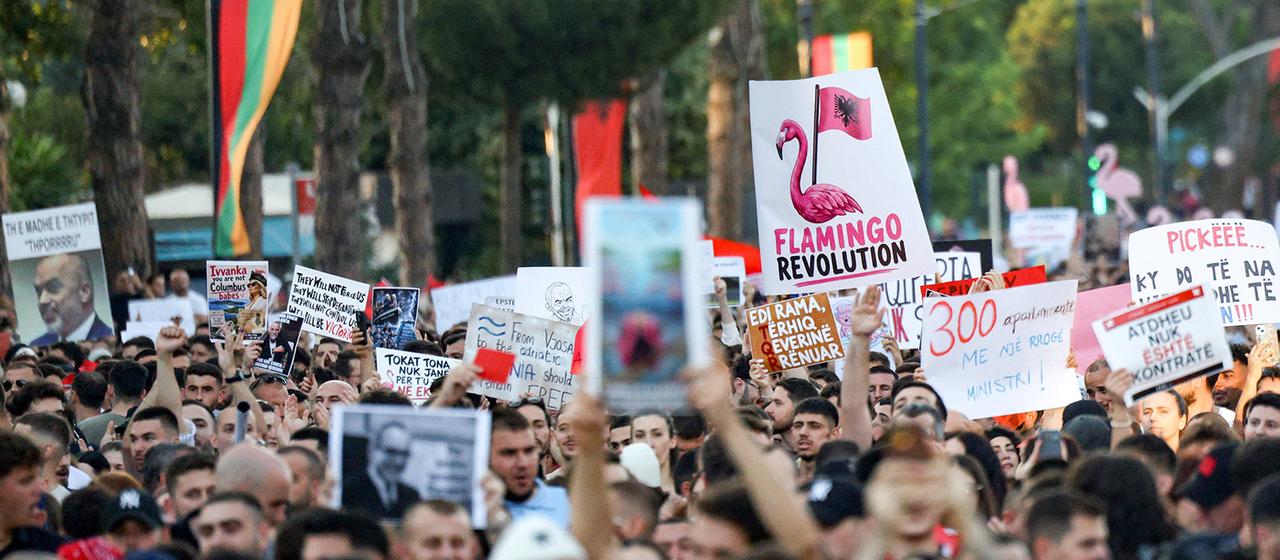Proteste gegen Luxus-Resort in Albanien am Westbalkangipfel